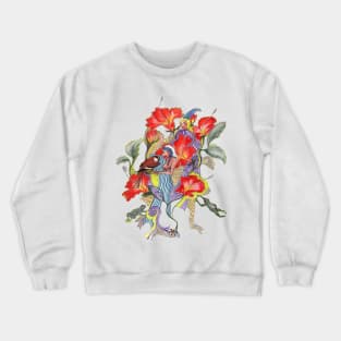 LADY AND BIRD IN THE GARDEN Crewneck Sweatshirt